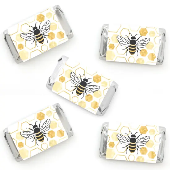 Big Dot of Happiness Little Bumblebee - Mini Candy Bar Wrapper Stickers - Bee Baby Shower or Birthday Party Small Favors - 40 Count {1}