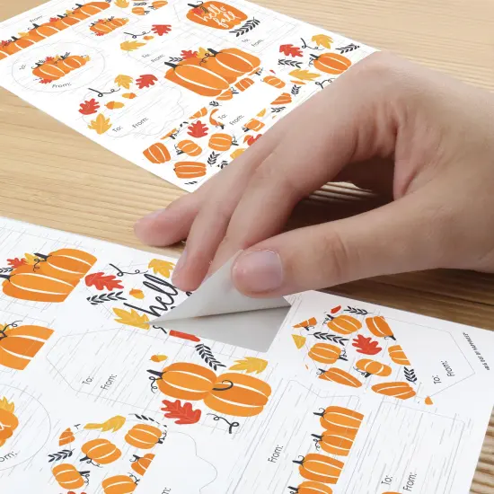 Big Dot of Happiness Fall Pumpkin - Assorted Halloween or Thanksgiving Party Gift Tag Labels - To and From Stickers - 12 Sheets - 120 Stickers {6}