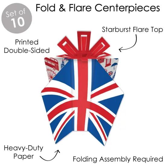 Big Dot of Happiness Cheerio, London - Table Decorations - British UK Party Fold and Flare Centerpieces - 10 Count {4}