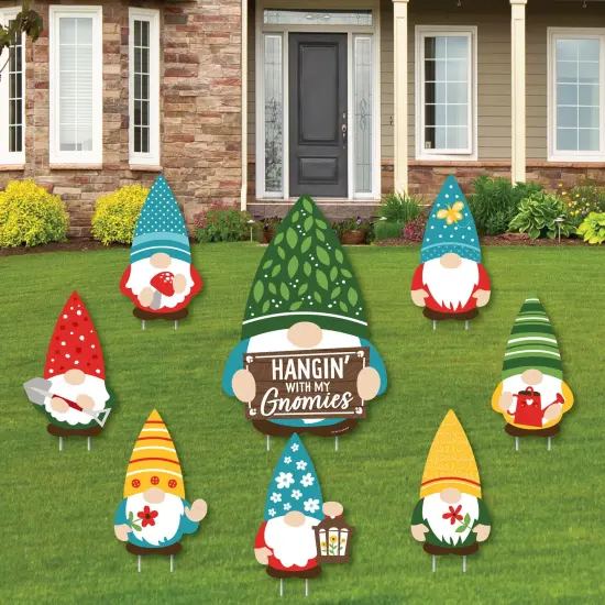 Big Dot of Happiness Garden Gnomes - Yard Sign and Outdoor Lawn Decorations - Forest Gnome Party Yard Signs - Set of 8 {1}