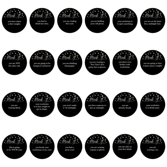 Big Dot of Happiness Drink If New Year's Eve - Gold - New Years Eve Party Game - Set of 24 {3}