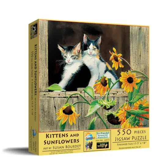 Sunsout Kittens and Sunflowers 550 pc Jigsaw Puzzle 28975 {3}