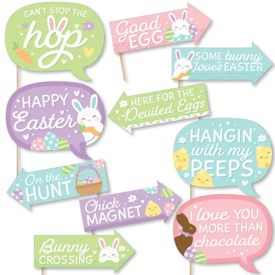 Big Dot of Happiness Funny Spring Easter Bunny - Happy Easter Party Photo Booth Props Kit - 10 Piece {1}