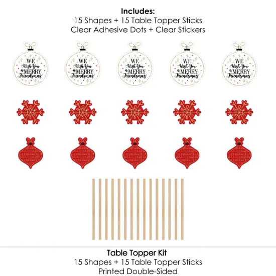 Big Dot of Happiness Red and Gold Friendsmas - Friends Christmas Party Centerpiece Sticks - Table Toppers - Set of 15 {7}