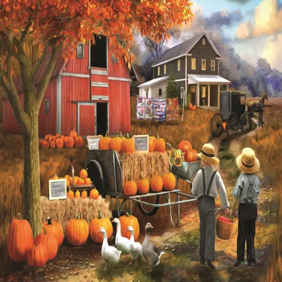 Sunsout Amish Pumpkin Patch 300 pc Halloween Jigsaw Puzzle 23041 {1}