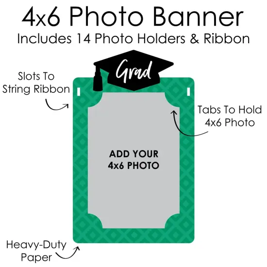 Big Dot of Happiness Green Grad - Best is Yet to Come - DIY Green Graduation Party Decor - K-12 School Picture Display - Photo Banner {7}