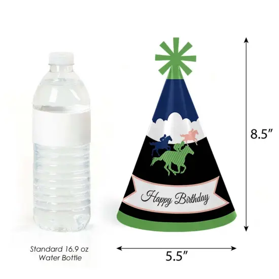 Big Dot of Happiness Kentucky Horse Derby - Cone Happy Birthday Party Hats for Kids and Adults - Set of 8 (Standard Size) {4}