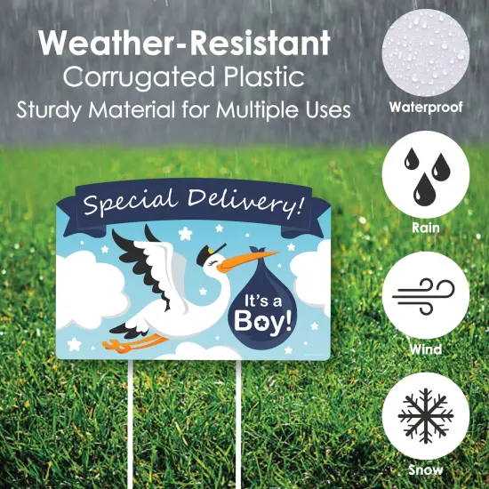 Big Dot of Happiness Boy Special Delivery - It's A Boy Stork Baby Shower Yard Sign Lawn Decorations - Party Yardy Sign {6}