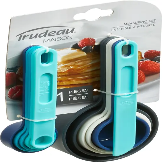Trudeau Measuring Cups & Spoons Set 11pcs-Grey, White, Turquoise & Light Blue {3}