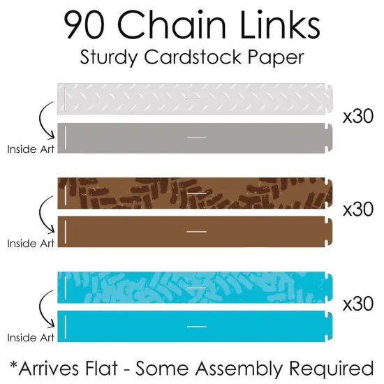 Big Dot of Happiness Smash and Crash - Monster Truck - 90 Chain Links and 30 Paper Tassels Decor Kit- Boy Birthday Paper Chains Garland - 21 feet {7}