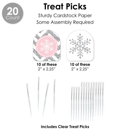 Big Dot of Happiness Pink Winter Wonderland - Holiday Snowflake Birthday Party and Baby Shower Cupcake Kit Fabulous Favor Party Pack 100 Pc {7}