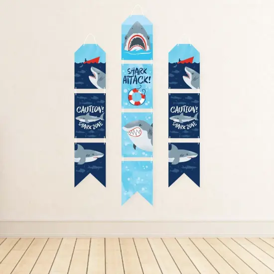 Big Dot of Happiness Shark Zone - Hanging Vertical Paper Door Banners - Jawsome Shark Party or Birthday Party Wall Decoration Kit - Indoor Door Decor {4}