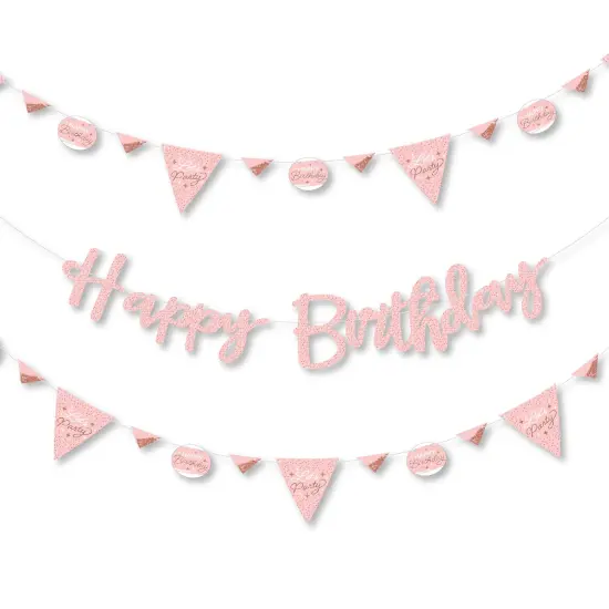 Big Dot of Happiness Pink Rose Gold Birthday - Happy Birthday Party Letter Banner Decoration - 36 Banner Cutouts and Happy Birthday Banner Letters {1}