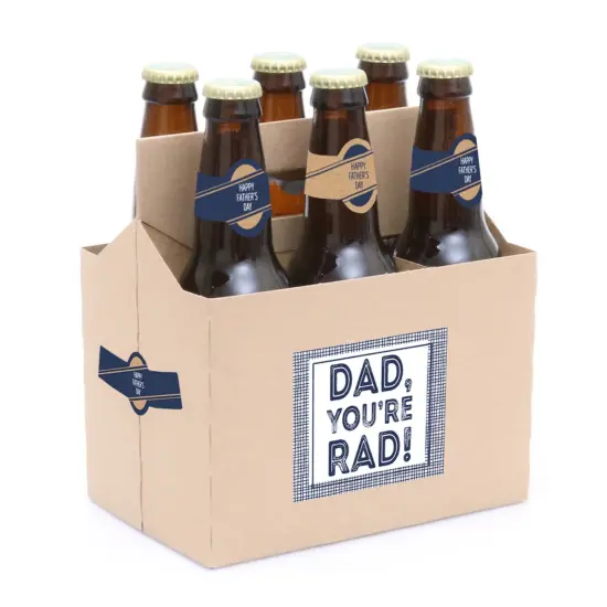 Big Dot of Happiness My Dad is Rad - Father's Day Decorations for Men - 6 Beer Bottle Label Stickers and 1 Carrier {3}