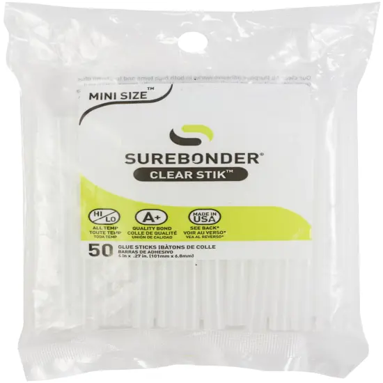 Surebonder All-Purpose Stik Mini Glue Sticks 50/Pkg-.28"X4" {1}