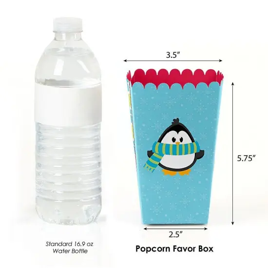 Big Dot of Happiness Holly Jolly Penguin - Holiday and Christmas Favor Popcorn Treat Boxes - Set of 12 {3}
