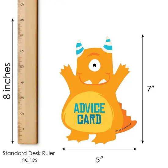 Big Dot of Happiness Monster Bash - Wish Card Little Monster Baby Shower Activities - Shaped Advice Cards Game - Set of 20 {6}