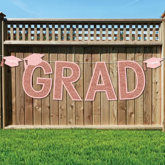 Big Dot of Happiness Rose Gold Grad - Large Graduation Party Decorations - GRAD - Outdoor Letter Banner {1}