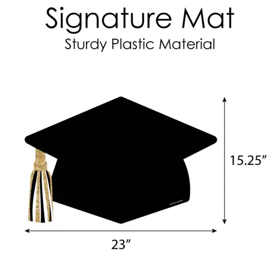 Big Dot of Happiness Tassel Worth The Hassle - Gold - Grad Cap Guest Book Sign - Graduation Party Guestbook Alternative - Signature Mat {6}