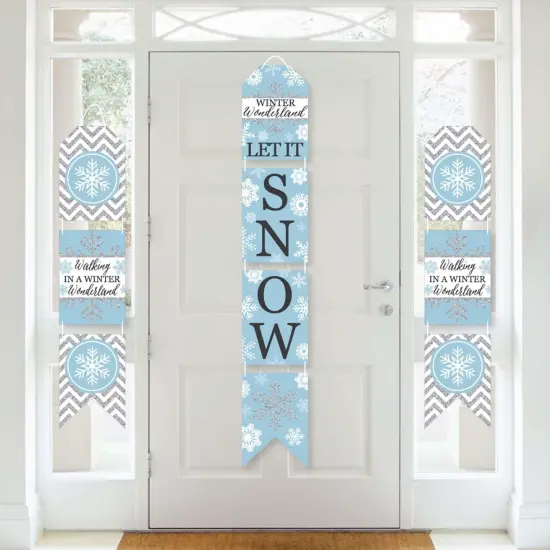 Big Dot of Happiness Winter Wonderland - Hanging Vertical Paper Door Banners - Snowflake Holiday Party & Winter Wedding Wall Kit - Indoor Door Decor {1}