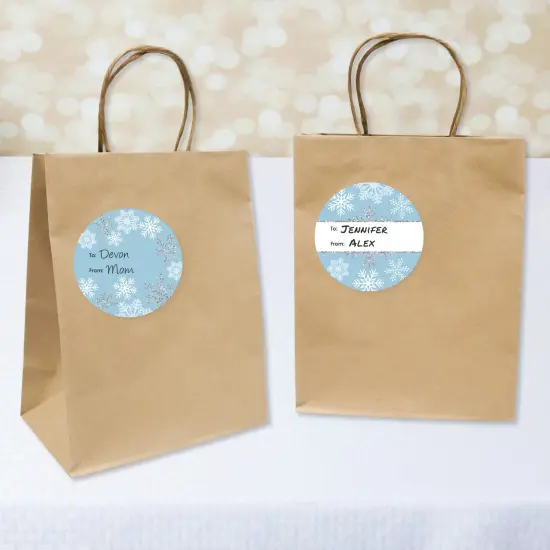 Big Dot of Happiness Winter Wonderland - Round Snowflake Holiday Party and Winter Wedding To and From Gift Tags - Large Stickers - Set of 8 {3}
