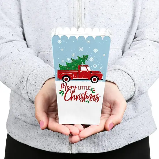 Big Dot of Happiness Merry Little Christmas Tree - Red Truck Christmas Party Favor Popcorn Treat Boxes - Set of 12 {6}