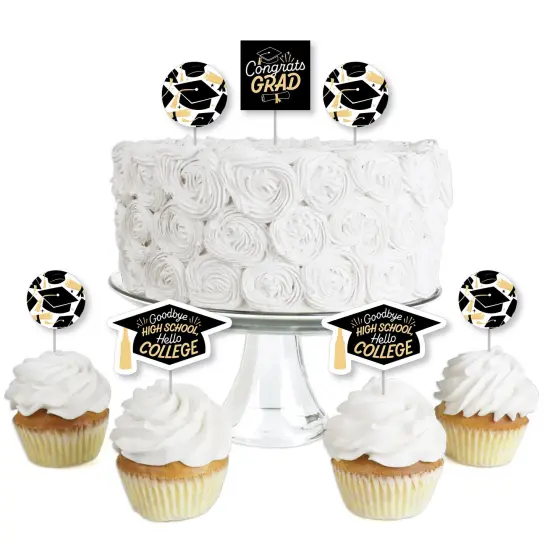 Big Dot of Happiness Hello College Graduation Party - Dessert Cupcake Toppers - Clear Treat Picks - Set of 24 {1}