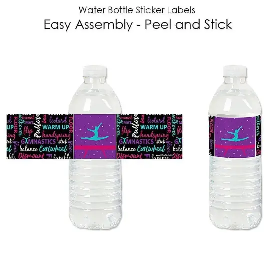 Big Dot of Happiness Tumble, Flip & Twirl - Gymnastics - Birthday Party or Gymnast Party Water Bottle Sticker Labels - Set of 20 {3}