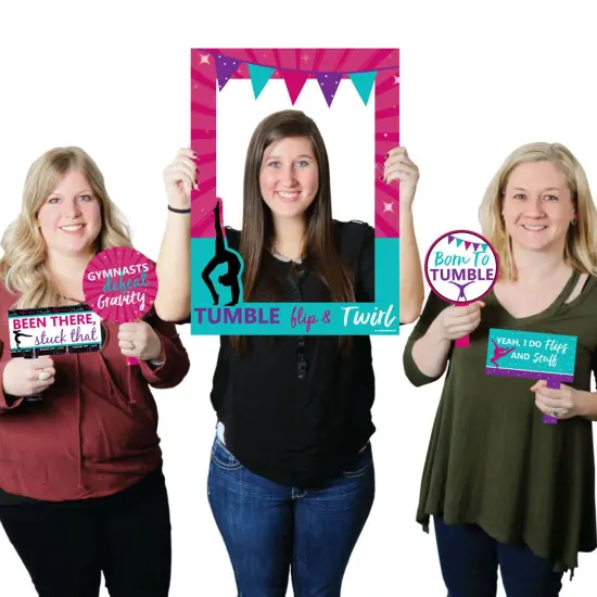 Big Dot of Happiness Tumble Flip & Twirl - Gymnastics - Birthday Gymnast Party Selfie Photo Booth Picture Frame & Props - Printed on Sturdy Material {1}