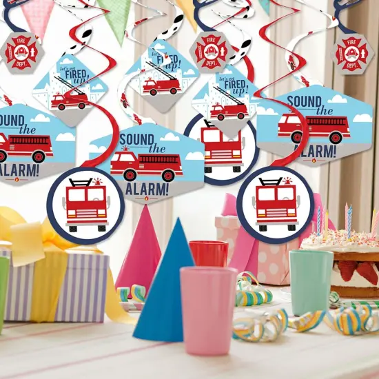 Big Dot of Happiness Fired Up Fire Truck - Firefighter Firetruck Baby Shower or Birthday Party Hanging Decor - Party Decoration Swirls - Set of 40 {3}