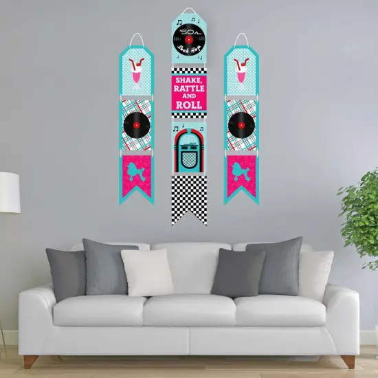 Big Dot of Happiness 50's Sock Hop - Hanging Vertical Paper Door Banners - 1950s Rock N Roll Party Wall Decoration Kit - Indoor Door Decor {3}