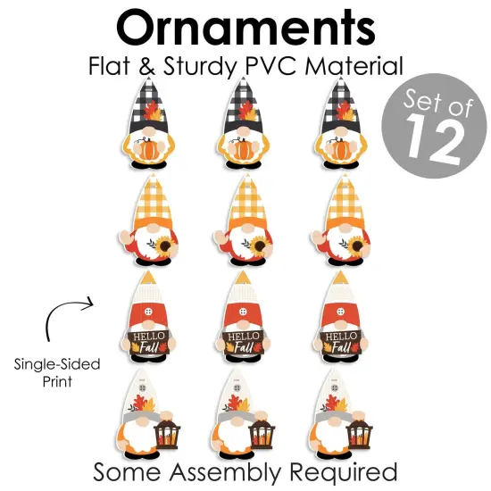 Big Dot of Happiness Fall Gnomes - Autumn Harvest Decorations - Tree Ornaments - Set of 12 {6}