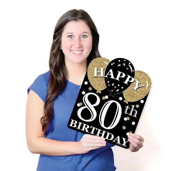 Big Dot of Happiness Adult 80th Birthday - Gold - Outdoor Lawn Sign - Birthday Party Yard Sign - 1 Piece {7}