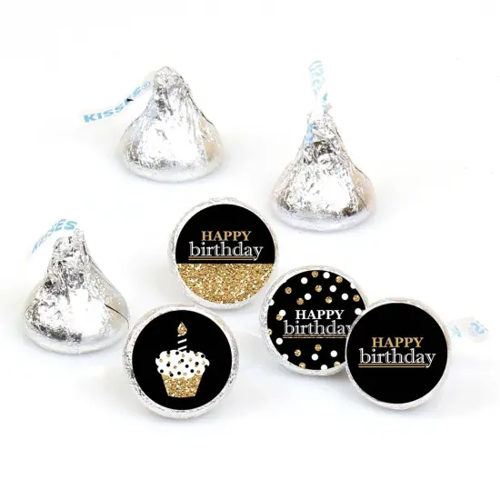 Big Dot of Happiness Adult Happy Birthday - Gold - Round Candy Sticker Party Favors - Labels Fits Chocolate Candy (1 sheet of 108) {1}