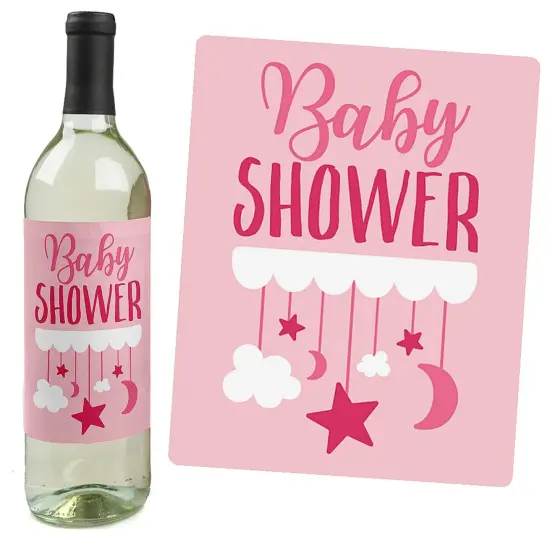 Big Dot of Happiness It's a Girl - Pink Baby Shower Decorations for Women and Men - Wine Bottle Label Stickers - Set of 4 {6}