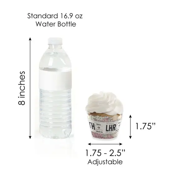 Big Dot of Happiness World Awaits - Cupcake Decoration - Travel Themed Party Cupcake Wrappers and Treat Picks Kit - Set of 24 {7}