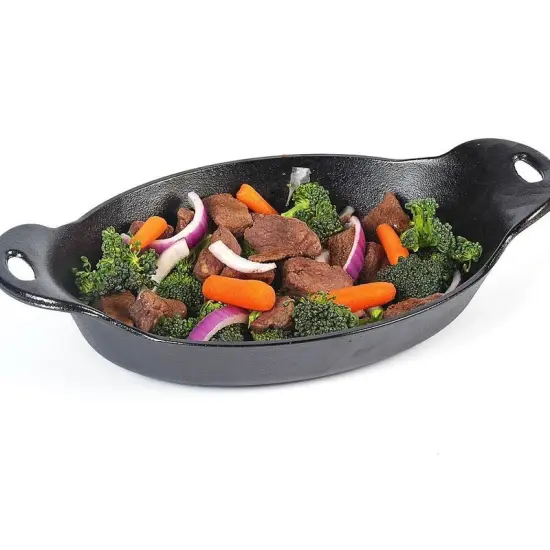 Lodge HOSD Heat Enhanced and Seasoned Cast Iron Oval Cooking and Serving Dish, 36 ounce, Black {3}
