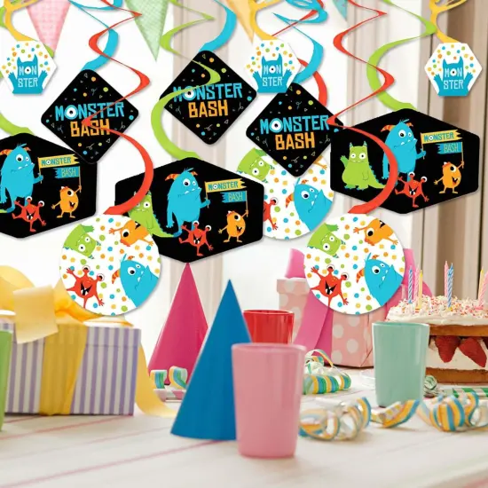 Big Dot of Happiness Monster Bash - Little Monster Birthday Party or Baby Shower Hanging Decor - Party Decoration Swirls - Set of 40 {3}