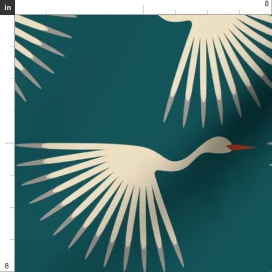 Various Fabrics by the Yard or Fat Quarter Birds Teal Art Deco Crane Fly Long Neck Wings Sunburst Animal Swan Feather Flair Cream Teal Orange Migration Modern Graphic Air Sky Flock Custom Printed Fabric by Spoonflower {4}