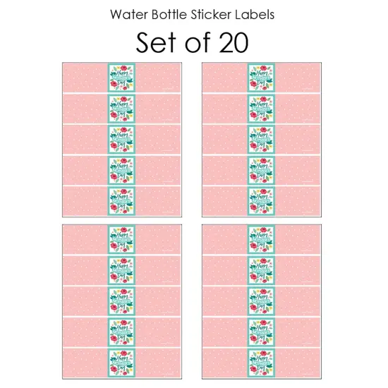 Big Dot of Happiness Colorful Floral Happy Mother's Day - We Love Mom Party Water Bottle Sticker Labels - Set of 20 {4}