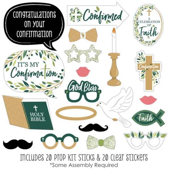 Big Dot of Happiness Confirmation Elegant Cross - Religious Party Photo Booth Props Kit - 20 Count {3}
