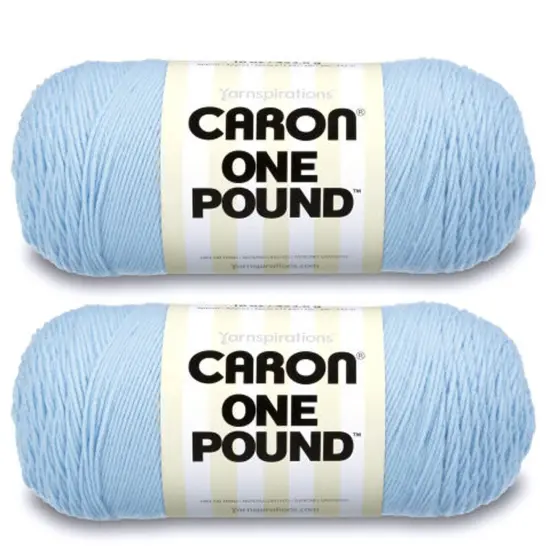 Caron One Pound Sky Blue Yarn - 2 Pack of 454g/16oz - Acrylic - 4 Medium (Worsted) - 812 Yards - Knitting/Crochet {1}