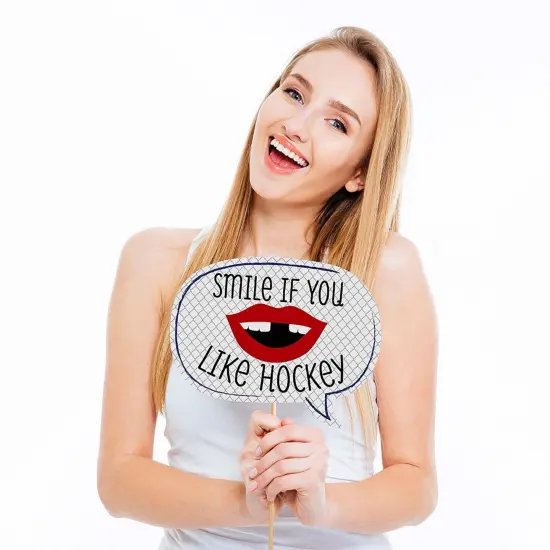 Big Dot of Happiness Funny Shoots and Scores - Hockey - Baby Shower or Birthday Party Photo Booth Props Kit - 10 Piece {3}