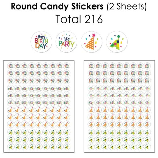 Big Dot of Happiness Cheerful Happy Birthday - Colorful Birthday Party Candy Favor Sticker Kit - 304 Pieces {6}