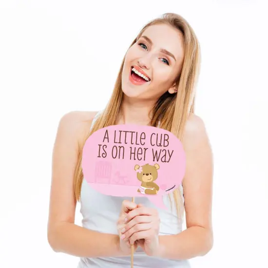 Big Dot of Happiness Funny Baby Girl Teddy Bear - Baby Shower Photo Booth Props Kit - 10 Piece {3}