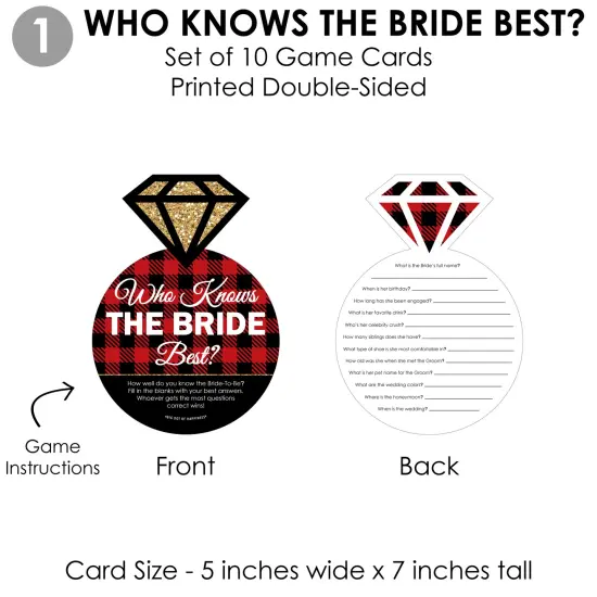 Big Dot of Happiness Flannel Fling Before The Ring - 4 Buffalo Plaid Bridal Shower Games - 10 Cards Each - Gamerific Bundle {6}