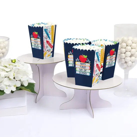 Big Dot of Happiness First Day of School - Back to School Classroom Decorations Favor Popcorn Treat Boxes - Set of 12 {4}
