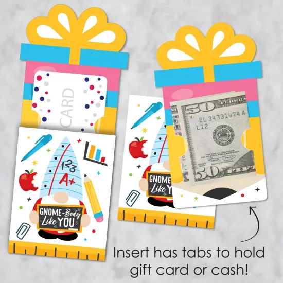 Big Dot of Happiness School Gnomes - Teacher and Classroom Decorations Money and Gift Card Sleeves - Nifty Gifty Card Holders - Set of 8 {4}