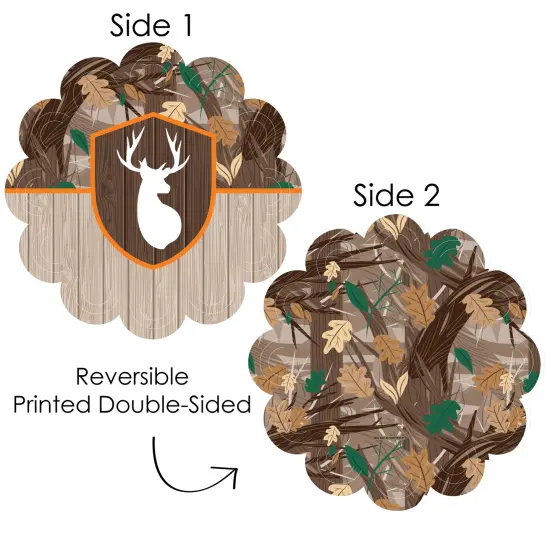 Big Dot of Happiness Gone Hunting - Deer Hunting Camo Baby Shower or Birthday Party Round Table Decorations - Paper Chargers - Place Setting For 12 {4}