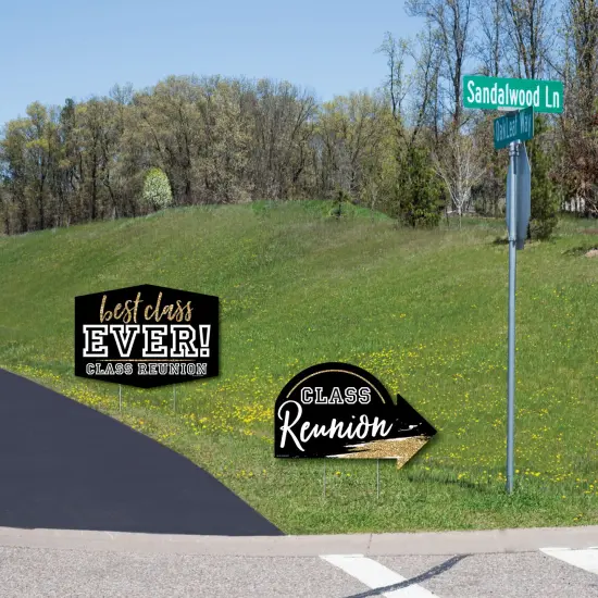 Big Dot of Happiness Reunited - School Class Reunion Party Yard Sign with Stakes - Double Sided Outdoor Lawn Sign - Set of 3 {6}